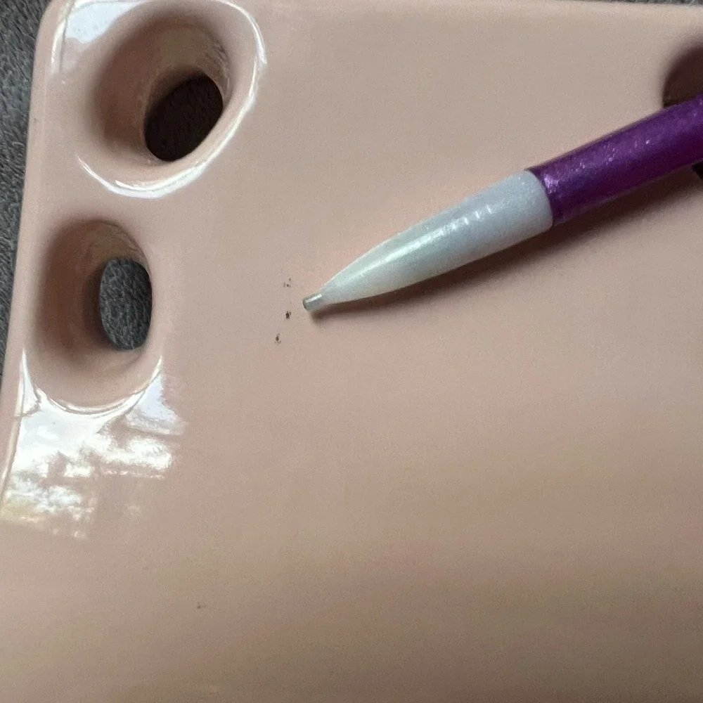 Vtg MCM Tile-In Porcelain Sink Toothbrush & Cup Holder Made In Japan Pink Blush